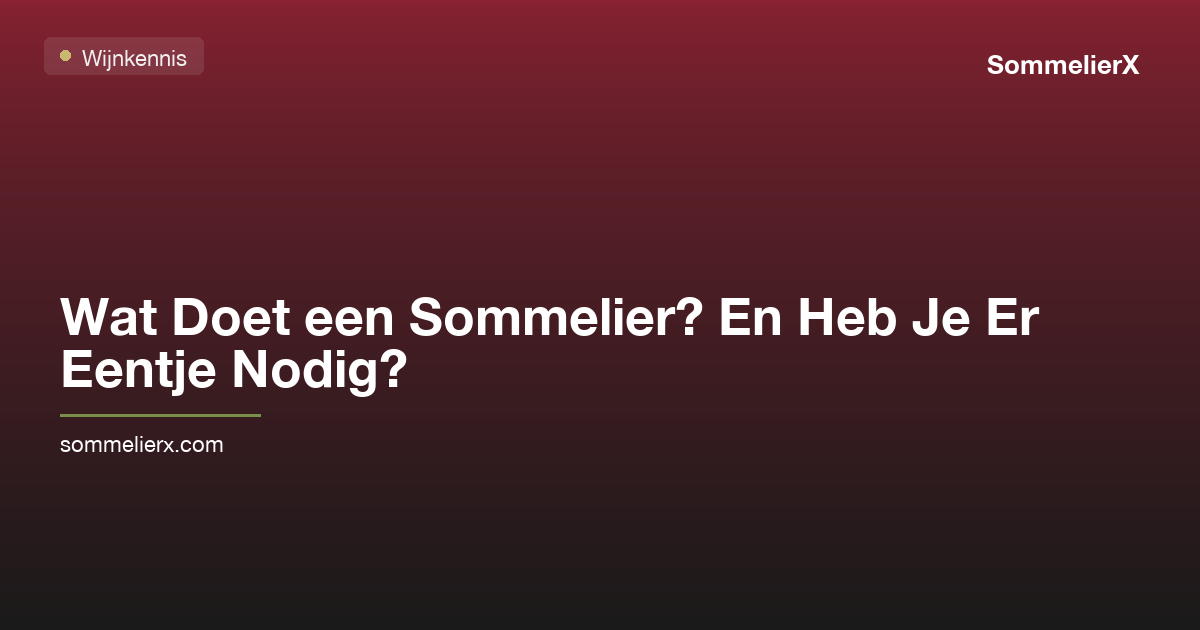 Doet Wat Doet een Sommelier? En Heb Je Er Eentje Nodig? | SommelierX